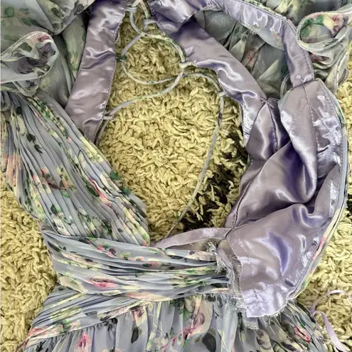 Mac Duggal Leena for
Ruffle Tiered Cut-Out Floral Chiffon Dress