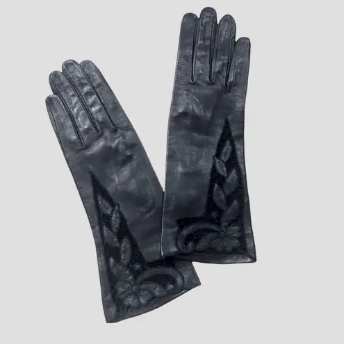 🆕 Genuine Leather Gloves w/Crochet Insert 💥 Black