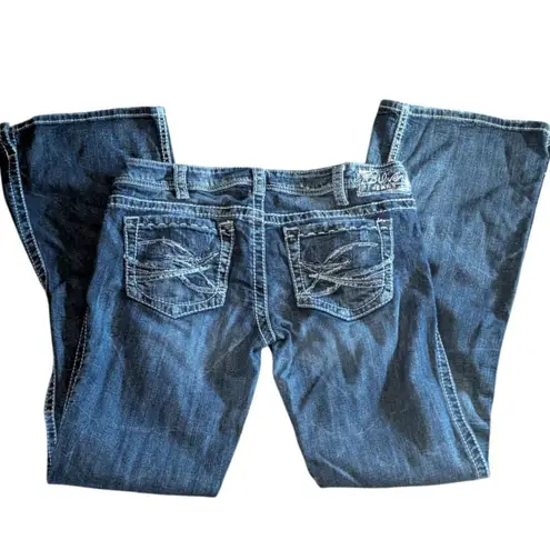 SILVER JEANS Frances Flare W30 L33 Y2K Western Thick Stitch Bootcut Blue Size 30