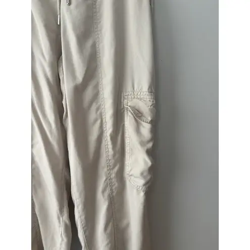 Quince Women's Vintage Wash Tencel Drawstring Cargo Pants Size Large In Shale