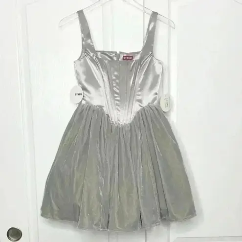 STAUD NWT Landscape Dress in silver corset bodice dress- Size 2