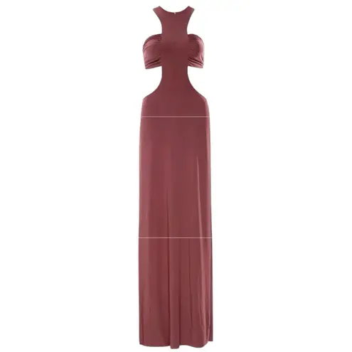 MISA Los Angeles Lyra Cut Out Jersey Knit Maxi Dress Cocoa Brown Size S NWT