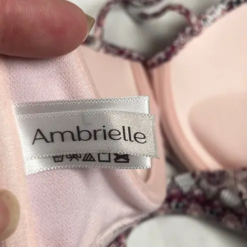 Ambrielle Halter Bikini Top Women's Size L Padded Crisscross Straps Pink Silver Purple Size L