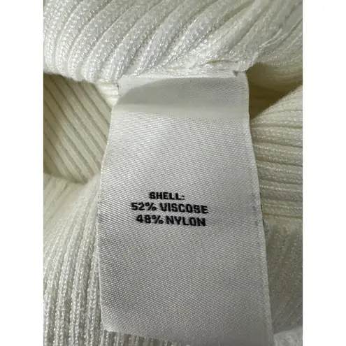 BAGATELLE COLLECTION Women's Ivory Scallop Neck Ribbed Flare Sleeve Sweater XL White