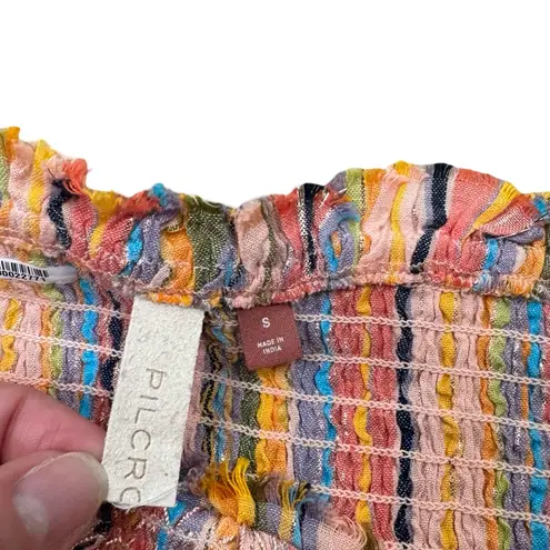Pilcro Anthropologie Multicolor Striped Smocked Bistier Corset Crop Top Small