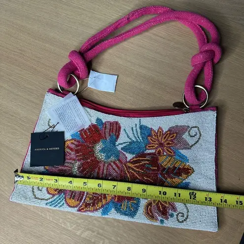 Pink Beaded Floral Handbag by America & Beyond