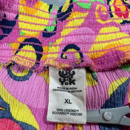 Lucy Yak Pink Hearts Psyc Crop Top 20 Pants XL 70s Groovy Retro Stretch Funky Size undefined