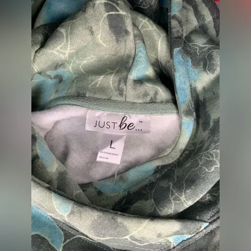 Just Be Green and Blue Tie-Dye Hoodie Long Sleeve Top