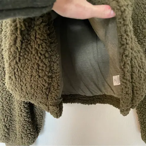 Thread & Supply Quarter Zip Teddy Sherpa Olive Green Pullover Coat Jacket XL