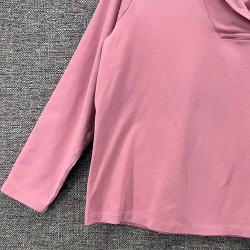 LL Bean Womens Shirt Size 1x Oversized Cozy Collared Pullover Travel Long Sleeve Pink