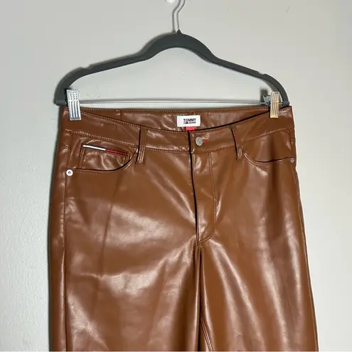 Tommy Hilfiger NWT Tommy Jeans  Brown Faux Leather Dickinson Pants Size 29