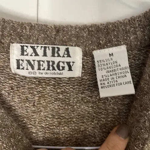 Extra Energy Vintage By De Rotchild Silk Angora block square print sweater M Brown Size M