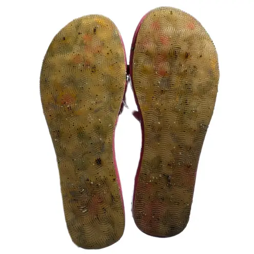 Vtg Y2K Angels 4 Ever Pink Faux Leather Embellished Heart Thong Sandals Sz 7