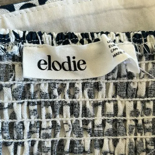 Elodie White and Blue Fitted Crop Tank Top
