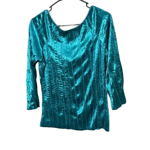Vintage es.se Y2K Green Velvet Milkmaid Long Sleeve Top Size undefined