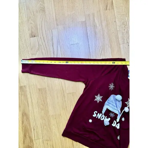 Rocking Around Women’s Snow Day Christmas Sweater Winter Knitted Red Maroon Sz M Size M