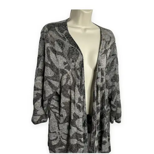 Zozo Knit Cardigan Open Front 3/4 Length Sleeve Light Weight Sweater Size L Gray Size L