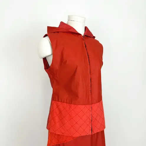 Vintage 90’s Coated Nylon Quilted Coord Top & Skirt in Red