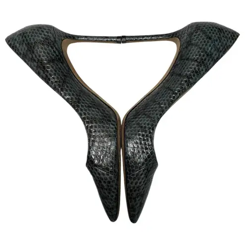 Jimmy Choo Heels Womens 37.5 7.5 US Green Black Snake Python Abel Pump Stiletto - Image 4