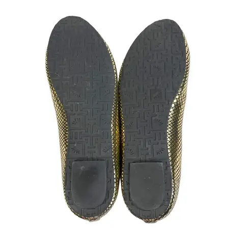 Elaine Turner Metallic Gold Snake Print Reptile Embossed Flats