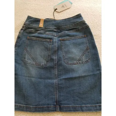 prAna  Broadway Organic  Stretch Cotton Jean Mini Skirt True Blue Size 0