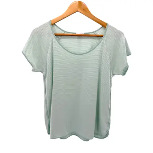 Lake Pajamas Mint Green Stripe Pima Cotton Short Sleeve Top Wide Leg Pants Small