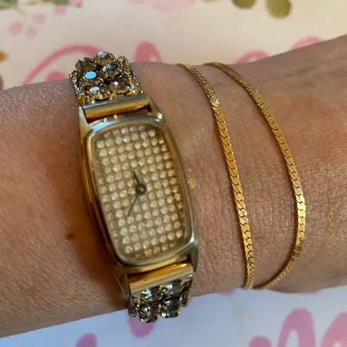 Vintage Harley Ronda watch movement Swiss rhinestone bracelet watch