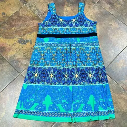 Catherines Paisley Boho Stretch Empire Waist Classic Pleat Midi Dress with Jacke