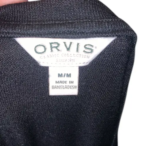 Orvis Black V-neck Short Sleeve Shirt Comfy Casual