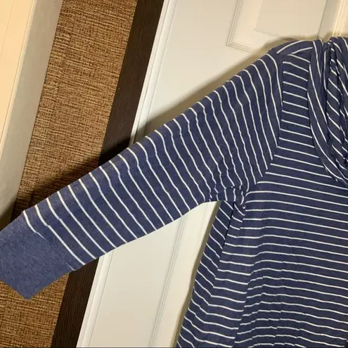 Westbound  Blue Striped Cowl Neck 3/4 Sleeve Knit Top 1X