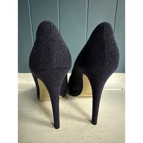 L.K.Bennett Plum Purple Glitter High Heel Open Toe Dressy Shoes Women’s Sz 37.5