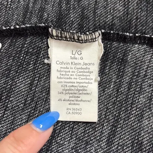 Calvin Klein Jeans Large Black Gray Hoodie Full Zip Kangaroo Pocket Jacket