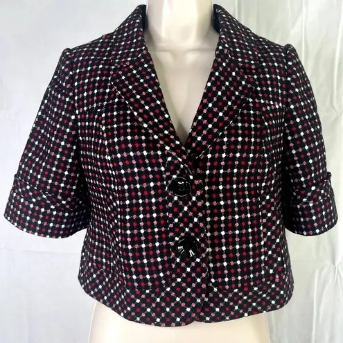 OBR Cropped Dotted Short Sleeve Blazer Women's Size XS Black