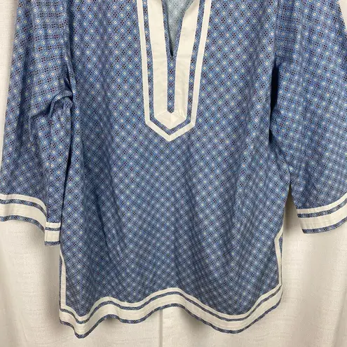NicoBlu Cotton Capri Tunic in Blue Vietre Porcelain Print Sz.2X