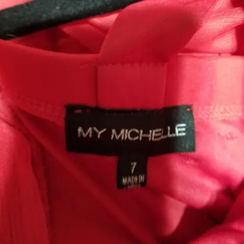 My Michelle Red Beaded Empire Waist Cocktail Dress Size 7