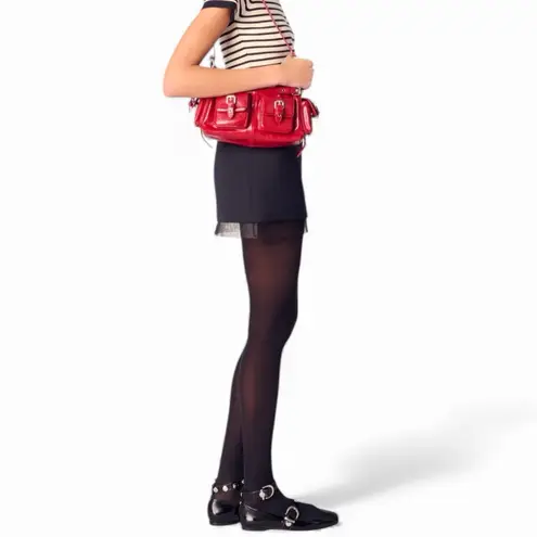 Maje Anthro black wool blend mini skirt with tulle mesh hemline size 38 medium