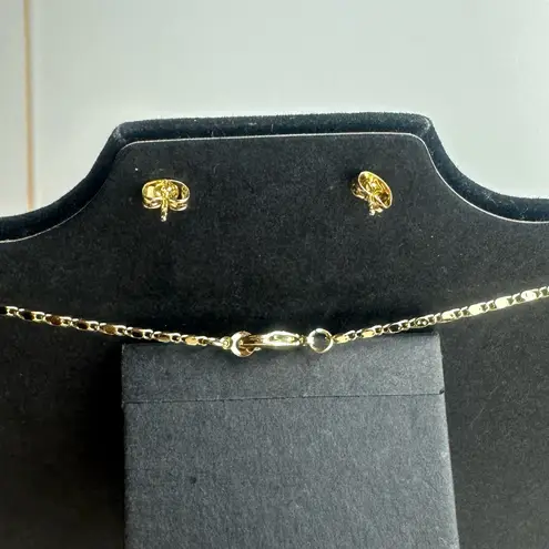 18K Gold Filled CZ Love Knot Necklace Set