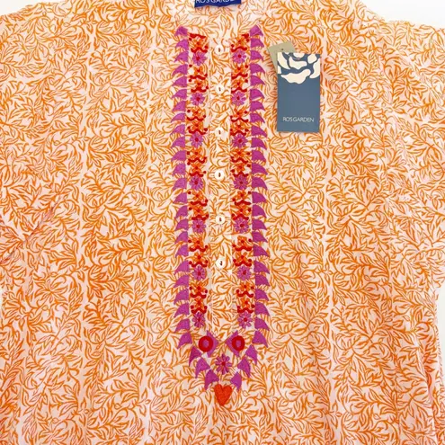 Tuckernuck Ro’s Garden Embroidered Kurta Long Kurta Midi Maxi Dress Badami Orange Cotton