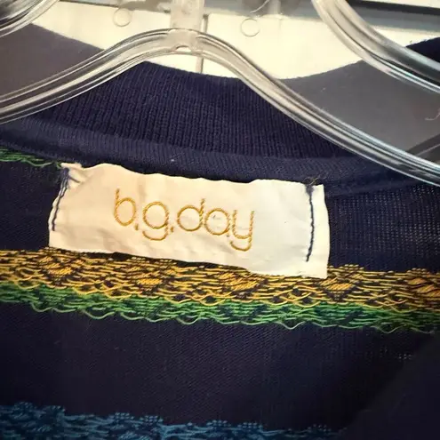 B.G. Day vintage floral print polo dress size M Blue Size M