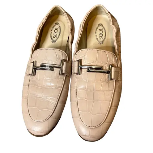 Tod's Tod’s Double T Croc-Embossed Leather Loafers