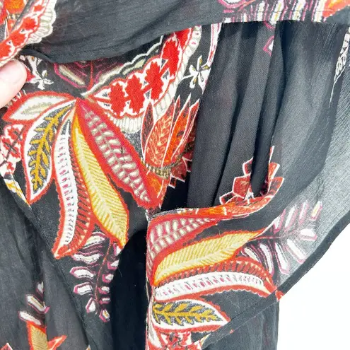 Ultra Pink Dark Boho Fringe Tropical Leaf Kimono Wrap Cardigan Beach Cover Up OS