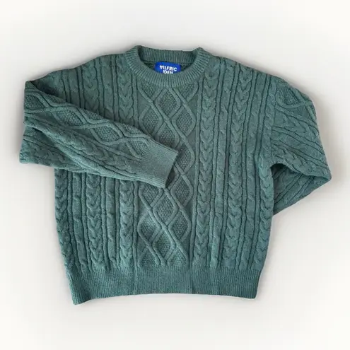 Aelfric Eden Cable Knit Pullover Womens Size Small Fisherman's Sweater Blue