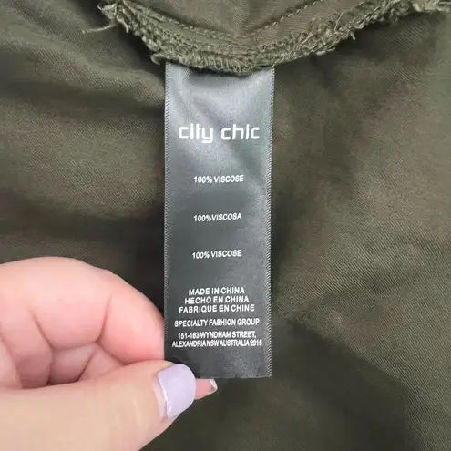 City Chic Thyme Miss Military Shirt Green Size XL / Plus Size 22