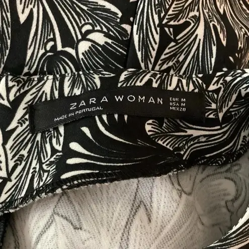 ZARA  Woman Black White Floral Dress Medium