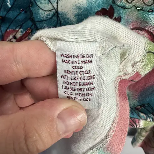 JM Collection Shirt Womens Medium Butterfly Floral Graphic 3/4 Sleeve Top Y2K