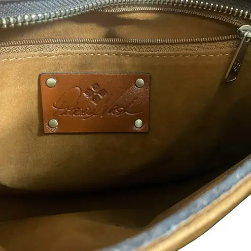 Patricia Nash English Garden Floral Map London Brown Leather Saddle Bag