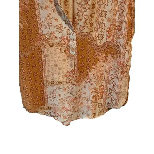 Cupcakes and Cashmere Blouse Women's XS V Neck Sleeveless Orange Floral Top NEW