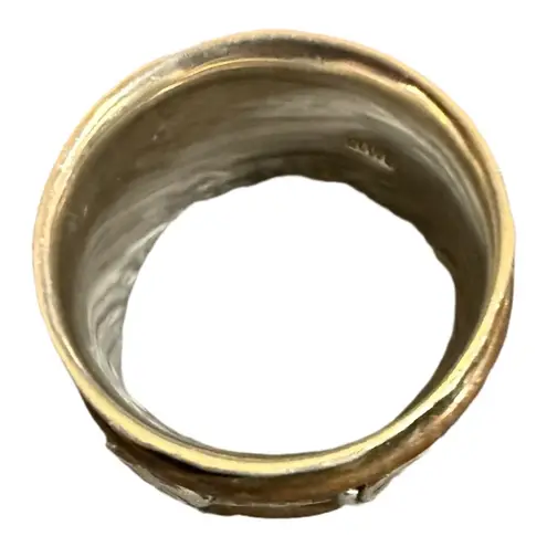 Sterling Silver Copper Anxiety Spinner Ring Hammered Metal Spinning Size 8.5