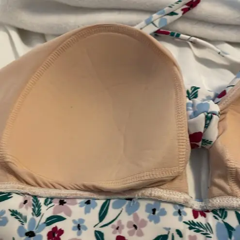 Kona Sol Kol Sol Knot Front Floral Multicolor Women's Bralette Bikini Top D/DD NWOT