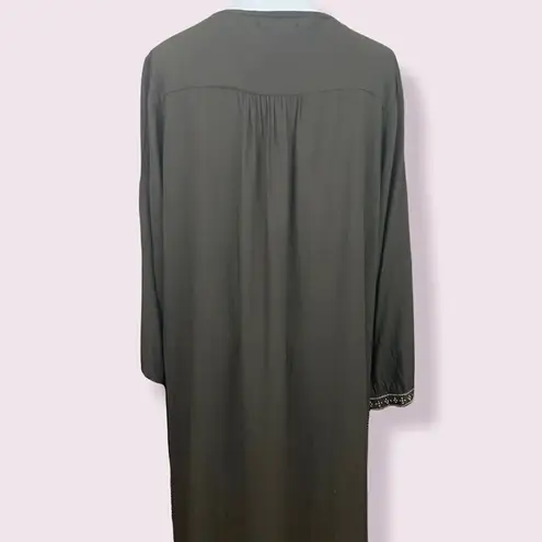 Lucky Brand  Rayon Boho embroidered tunic dress brown XL